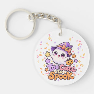 Cute Too Cute to Spook Ghost Halloween Acrylic Key Ring