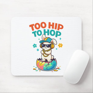 Cute Too Hip to Hop Bunny Illustration Mouse Pad