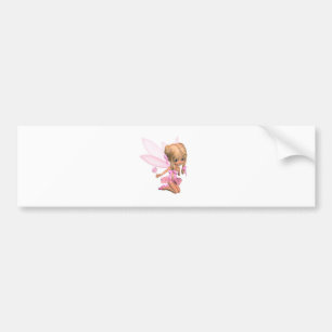 Cute Toon Ballerina Fairy in Pink - kneeling Bumper Sticker