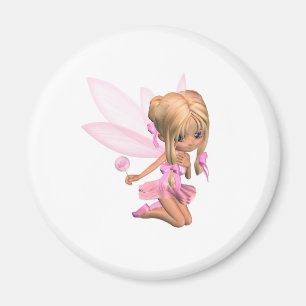 Cute Toon Ballerina Fairy in Pink - kneeling Magnet