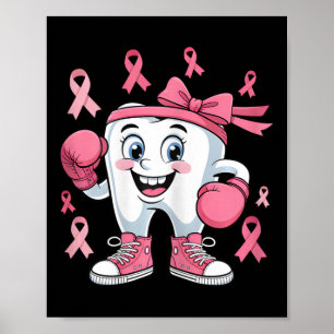 Cute Tooth Boxing Gloves Breast Cancer Awareness P Poster
