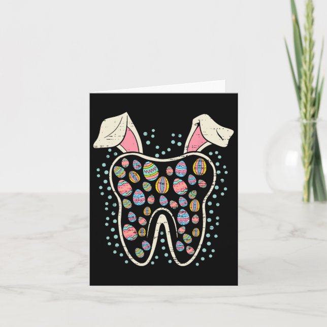 Cute Tooth Bunny Easter Funny Teeth Dentist Dental Card (Front)