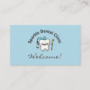 Cute Tooth Cartoon Dental Clinic Appointment Business Card