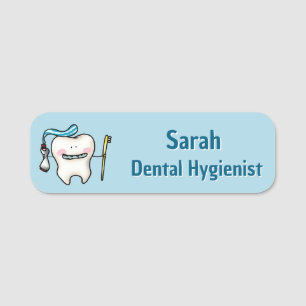 Cute Tooth Cartoon Dental Staff Custom Name Tag