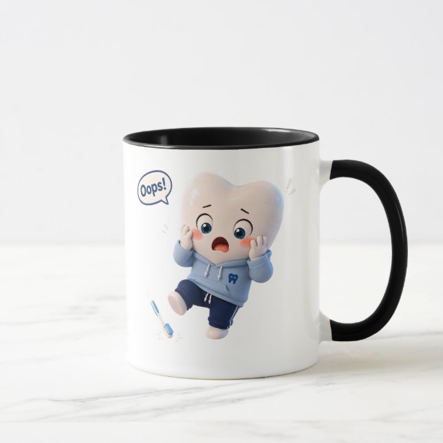 Cute Tooth Character Oops Funny Dental Mug (Right)
