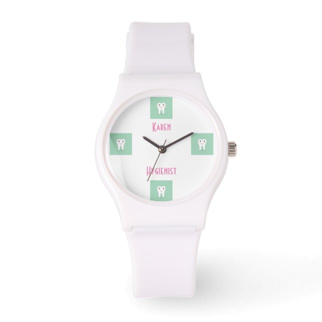 Cute Tooth Dental Hygienist work Watch (Front)