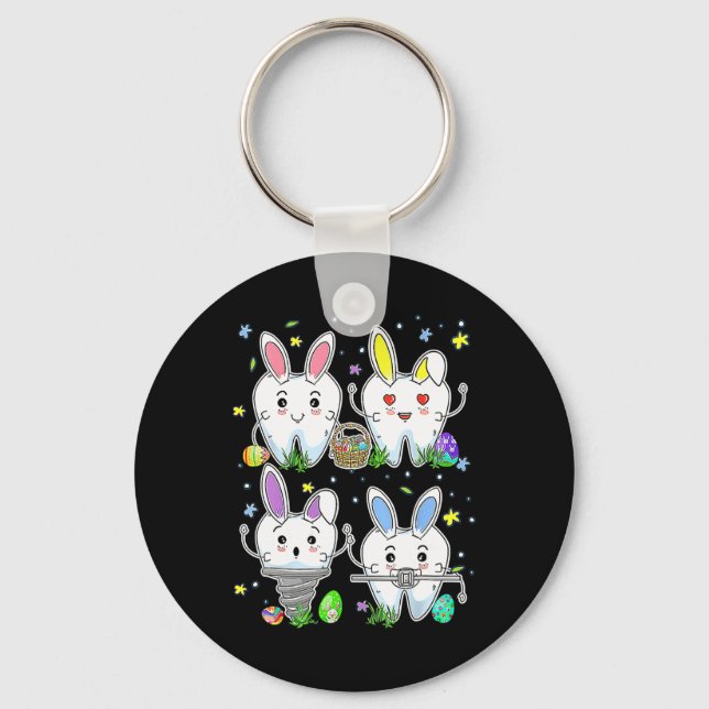 Cute Tooth Dental Squad Dental Assistant Easter Da Key Ring (Front)