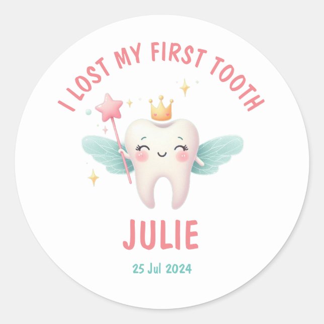 Cute Tooth Fairy Customizable Classic Round Sticker (Front)