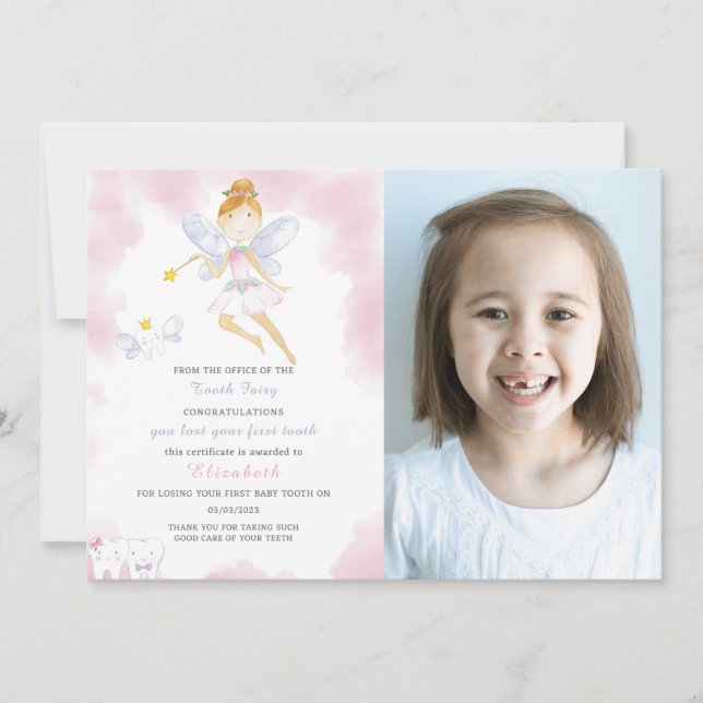 Cute Tooth Fairy Letter With Photo Invitation (Front)