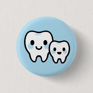 Cute Tooth Family – Smiling Parent & Child Design 3 Cm Round Badge