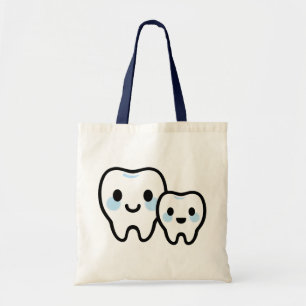 Cute Tooth Family – Smiling Parent & Child Design Tote Bag