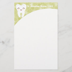 Cute Tooth - Green Personalised Stationery