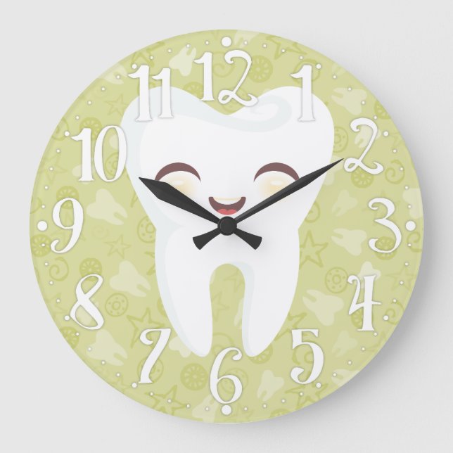 Cute Tooth - Green Wall Clock (Front)