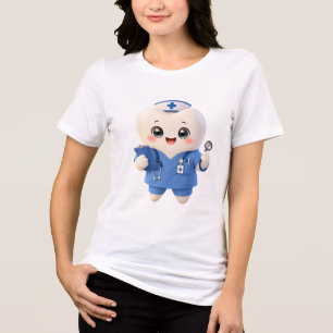 Cute Tooth Nurse T-Shirt Dental Gift Tri-Blend Shirt