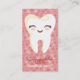 Cute Tooth - Pink Custom Vertical Business Cards