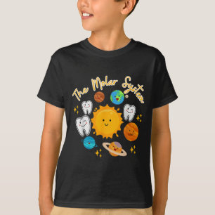 Cute Tooth Solar System Paediatrics Dentist Dental T-Shirt