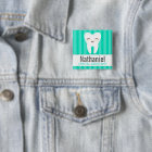 Cute Tooth - Teal Custom Name Badge Button