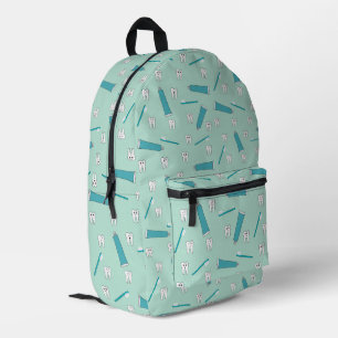 Cute Tooth Teal Mint Toothpaste Toothbrush Pattern Printed Backpack