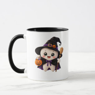Cute Tooth Witch Halloween Dentist Two-Tone Mug