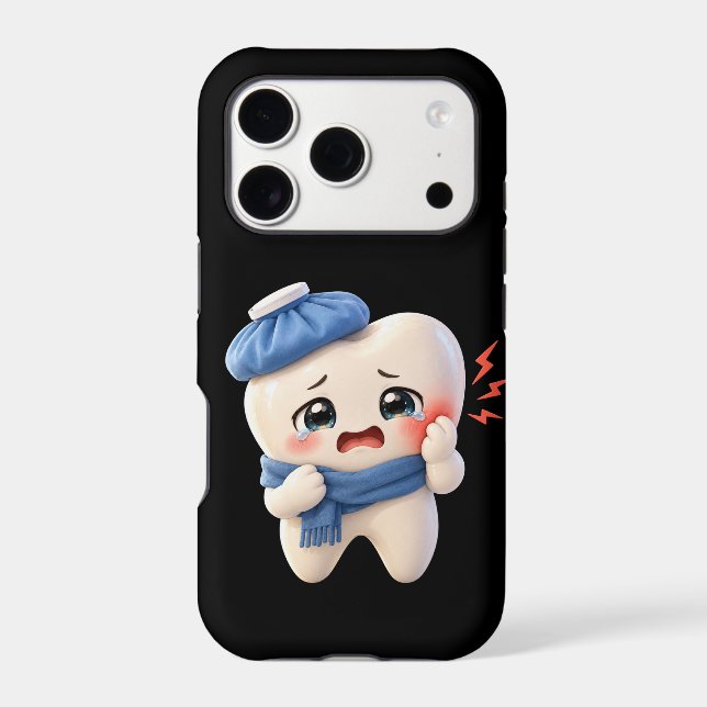 Cute Toothache Tooth Black Phone Case (Back)