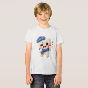 Cute Toothache Tooth Character Kids T-Shirt Tri-Blend Shirt