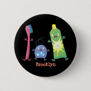 Cute toothbrush toothpaste dental floss cartoon 6 cm round badge