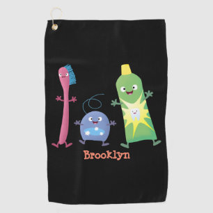 Cute toothbrush toothpaste dental floss cartoon golf towel