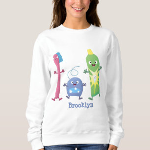 Cute toothbrush toothpaste dental floss cartoon sweatshirt