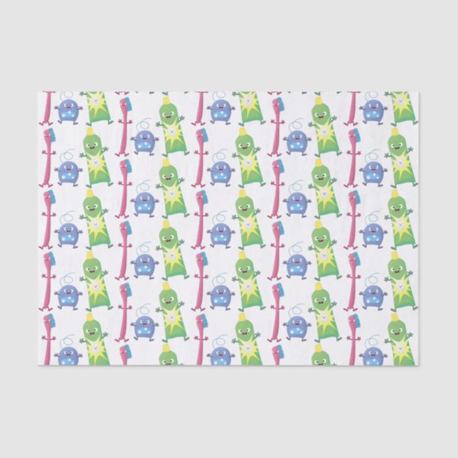 Cute toothbrush toothpaste dental floss cartoon tissue paper (Front)