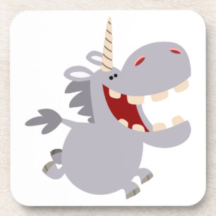 Cute Toothy Cartoon Unicorn Coasters Set