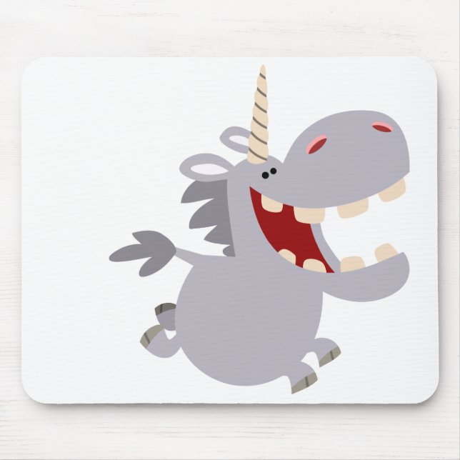 Cute Toothy Cartoon Unicorn Mousepad (Front)
