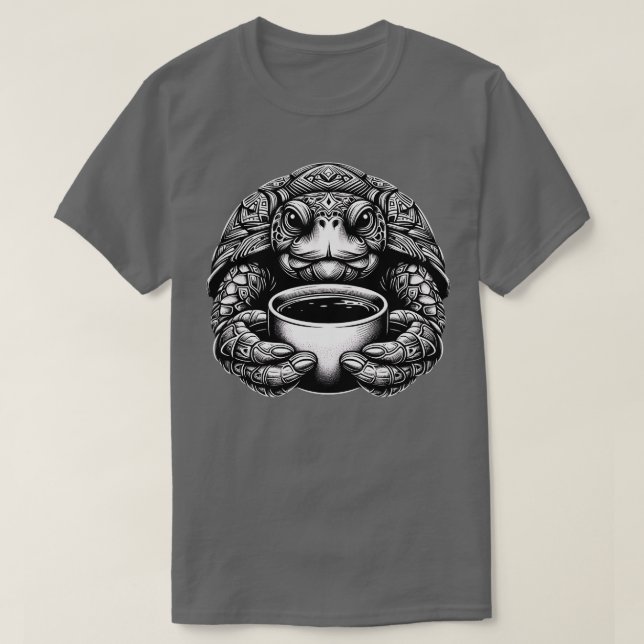 Cute tortoise coffee lover funny design T-Shirt (Design Front)
