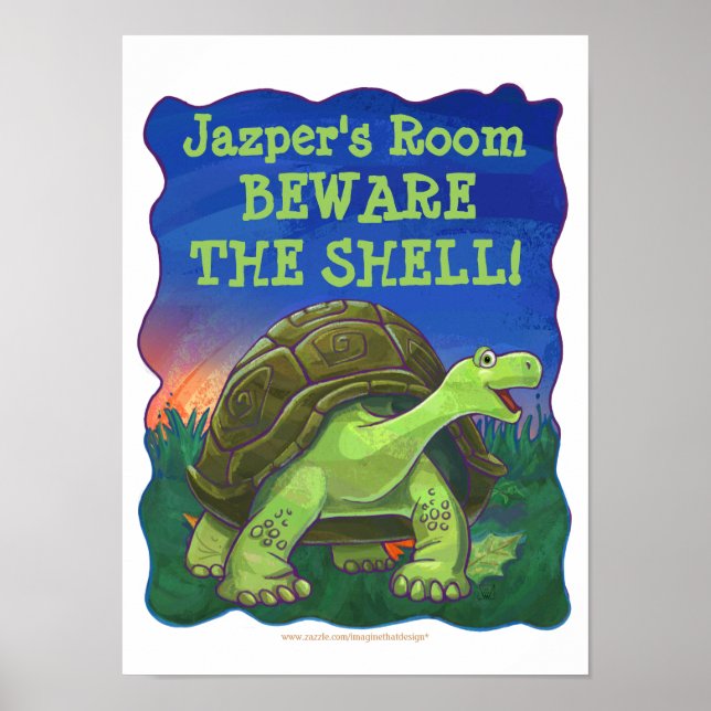 Cute Tortoise Personalized Room Poster (Front)