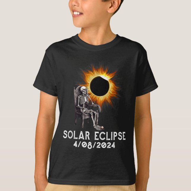Cute Total Solar Eclipse April Skeleton T-Shirt (Front)