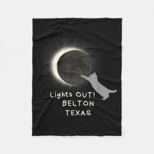 Cute Total Solar Eclipse Cat Belton Fleece Blanket