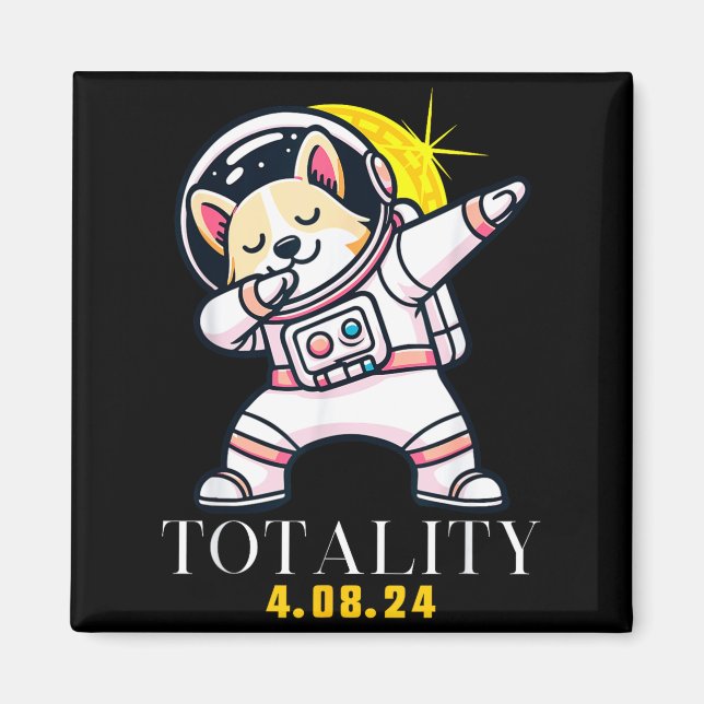 Cute Total Solar Eclipse Dabbing Shiba Magnet (Front)