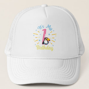 Cute Toucan 1st Birthday 1 Year Old Birth Girl Trucker Hat