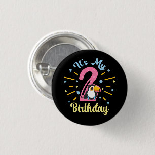 Cute Toucan 2nd Birthday 2 Year Old Birth Girl 3 Cm Round Badge