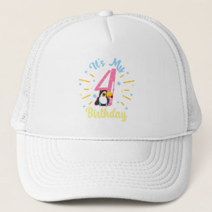 Cute Toucan 4th Birthday 4 Year Old Birth Girl  Trucker Hat