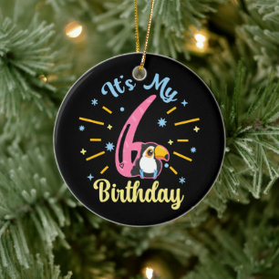Cute Toucan 6th Birthday 6 Year Old Birth Girl  Ceramic Tree Decoration