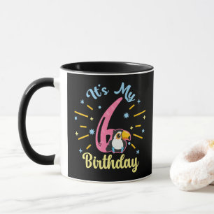 Cute Toucan 6th Birthday 6 Year Old Birth Girl Mug