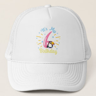 Cute Toucan 6th Birthday 6 Year Old Birth Girl Trucker Hat