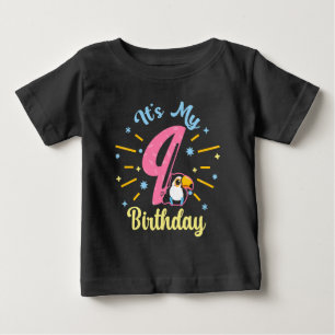 Cute Toucan 9th Birthday 89 Year Old Birth Girl Baby T-Shirt