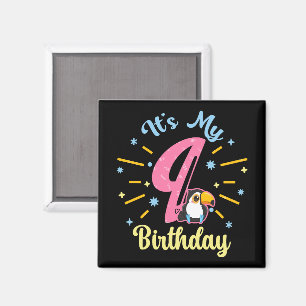 Cute Toucan 9th Birthday 89 Year Old Birth Girl Magnet