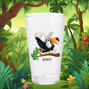 Cute toucan beach add name glass