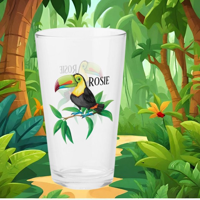 Cute toucan beach add name Glass (Creator Uploaded)