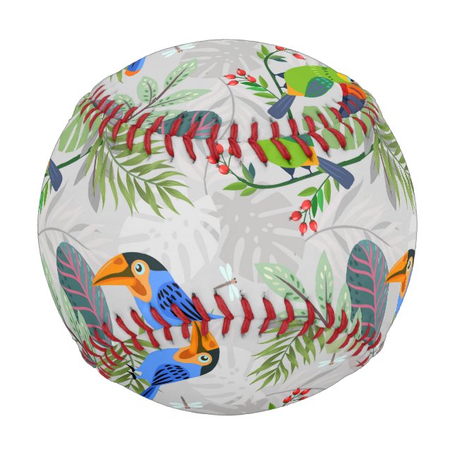 Cute Toucan bird, Everybirdy Pattern, Watercolors Baseball (Front)