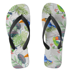 Cute Toucan bird, Everybirdy Pattern, Watercolors Jandals