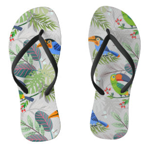 Cute Toucan bird, Everybirdy Pattern, Watercolors Jandals