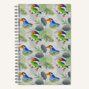 Cute Toucan bird, Everybirdy Pattern, Watercolors Notebook